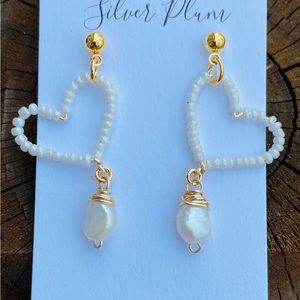 Beaded Heart With Fresh Water Pearl Drops